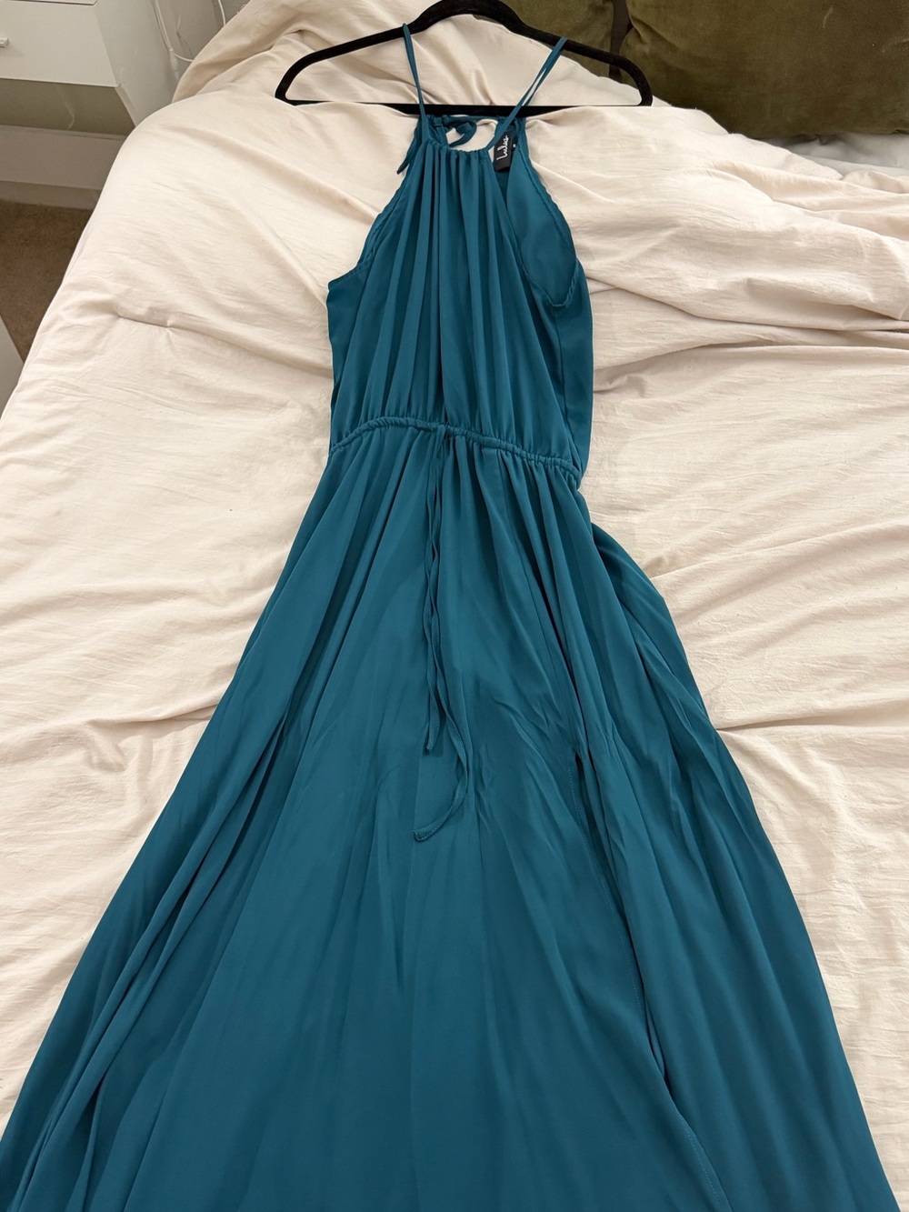 Lulu's Teal Halter Maxi Dress